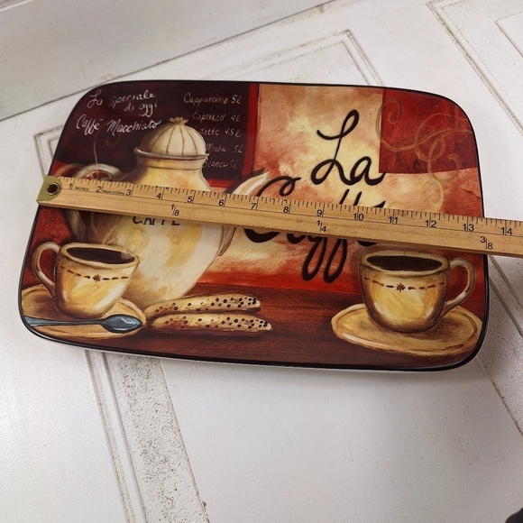 Certified International Italian "La Caffe" Elongated Platter  "13 1/2 x 10"Inch - Picture 3 of 6